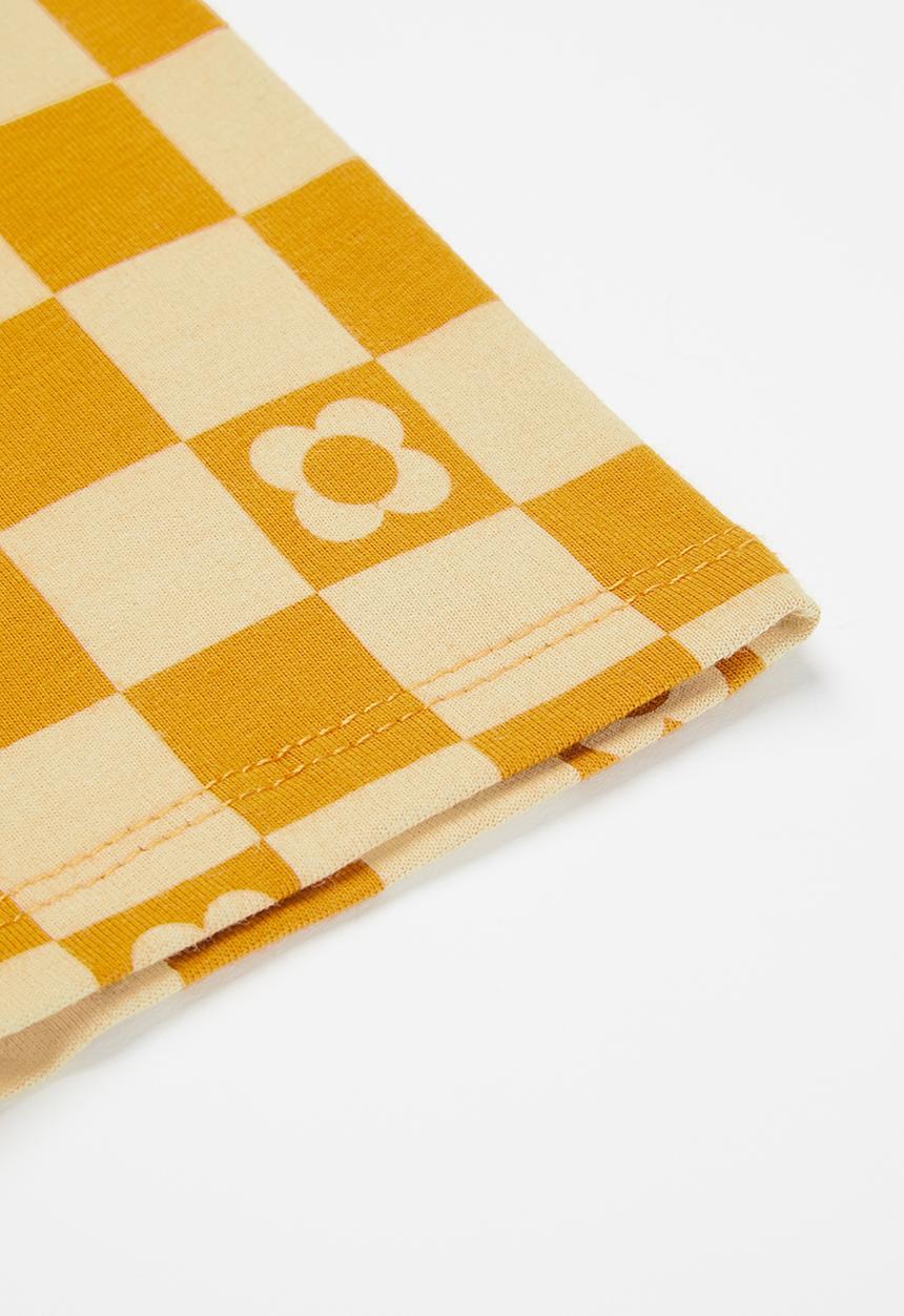Cotton On - Hailey bike short - tumeric latte/coogee checkerboard