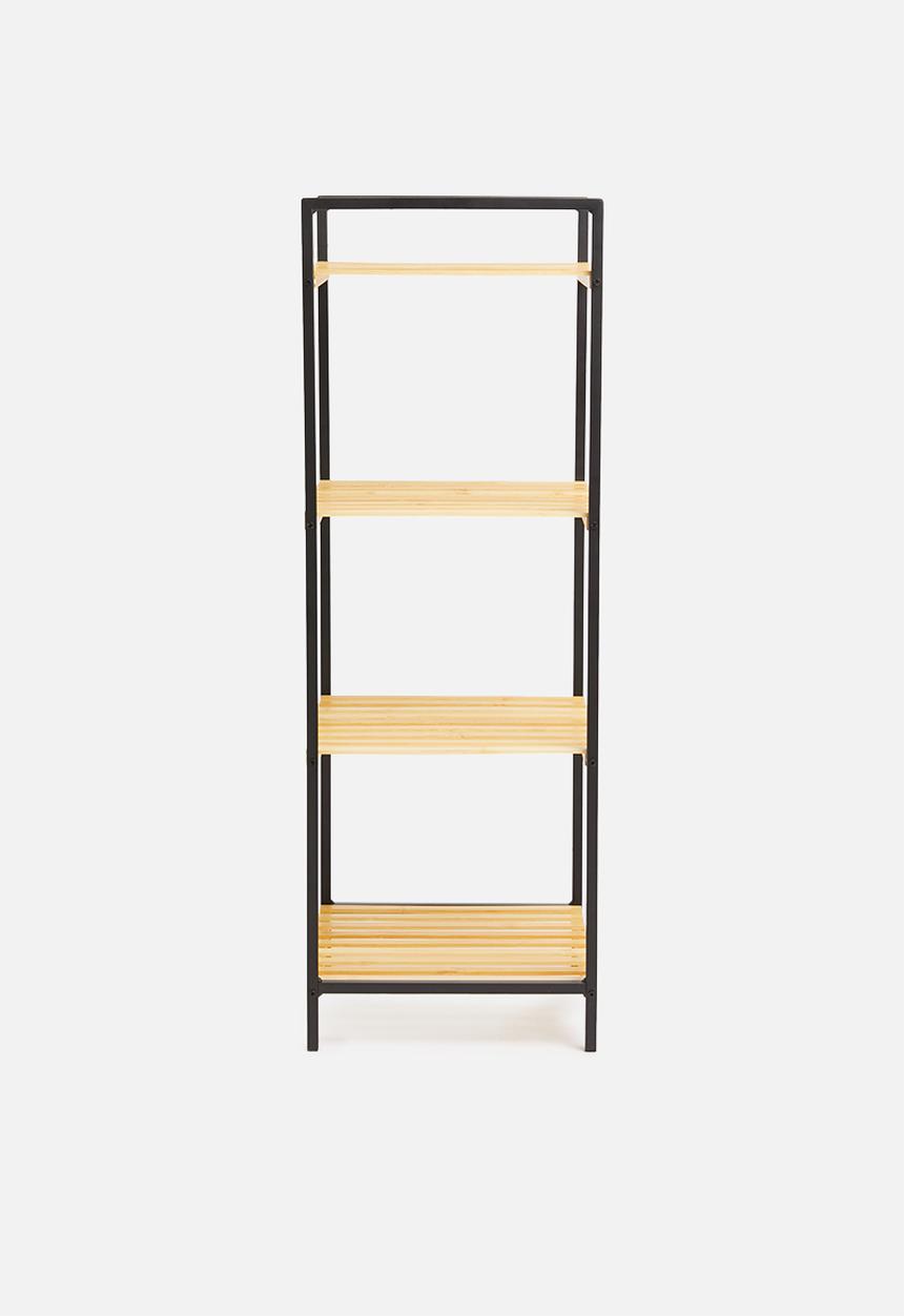 Storage Solutions - Square bamboo bathroom rack - black & natural