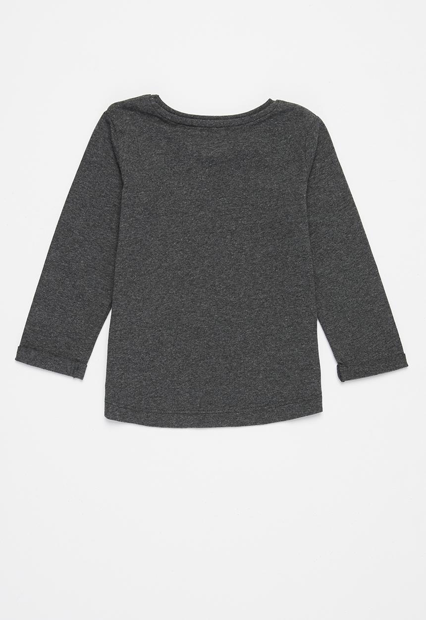 MINOTI - Girls basic pony long sleeve top - charcoal
