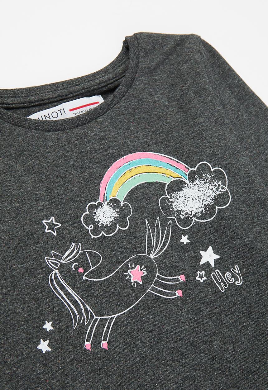 MINOTI - Girls basic pony long sleeve top - charcoal