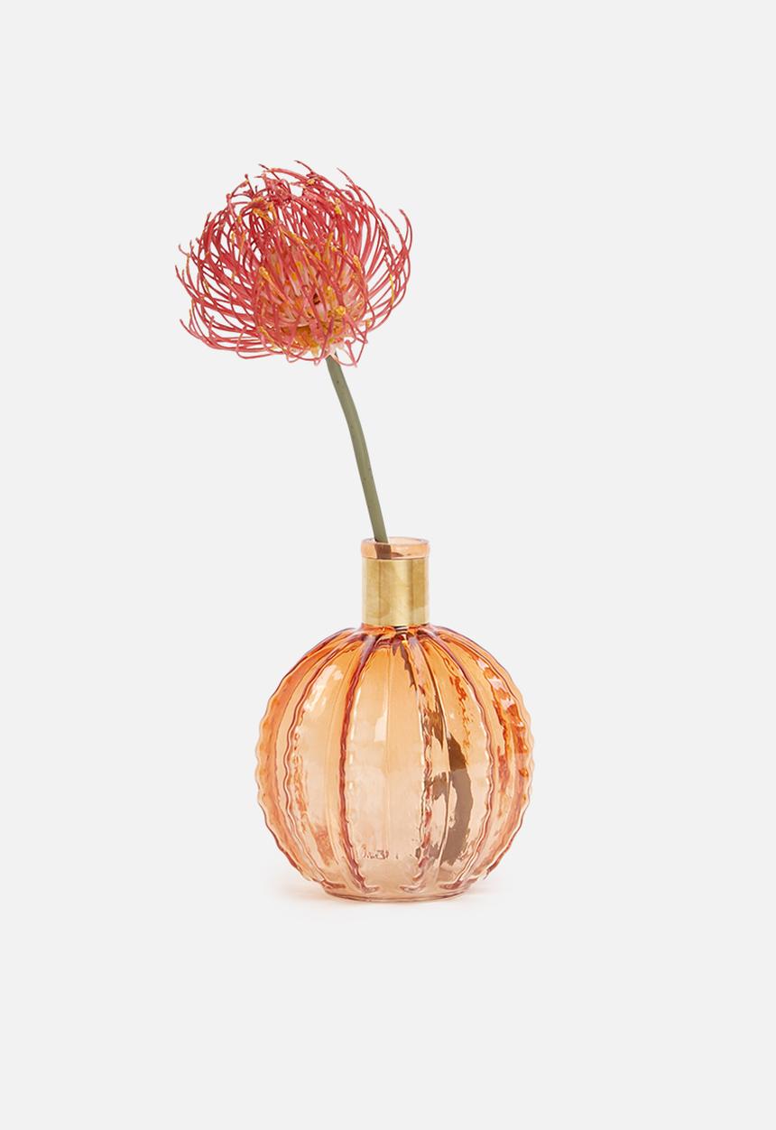 H&S - Golden neck glass vase - coral