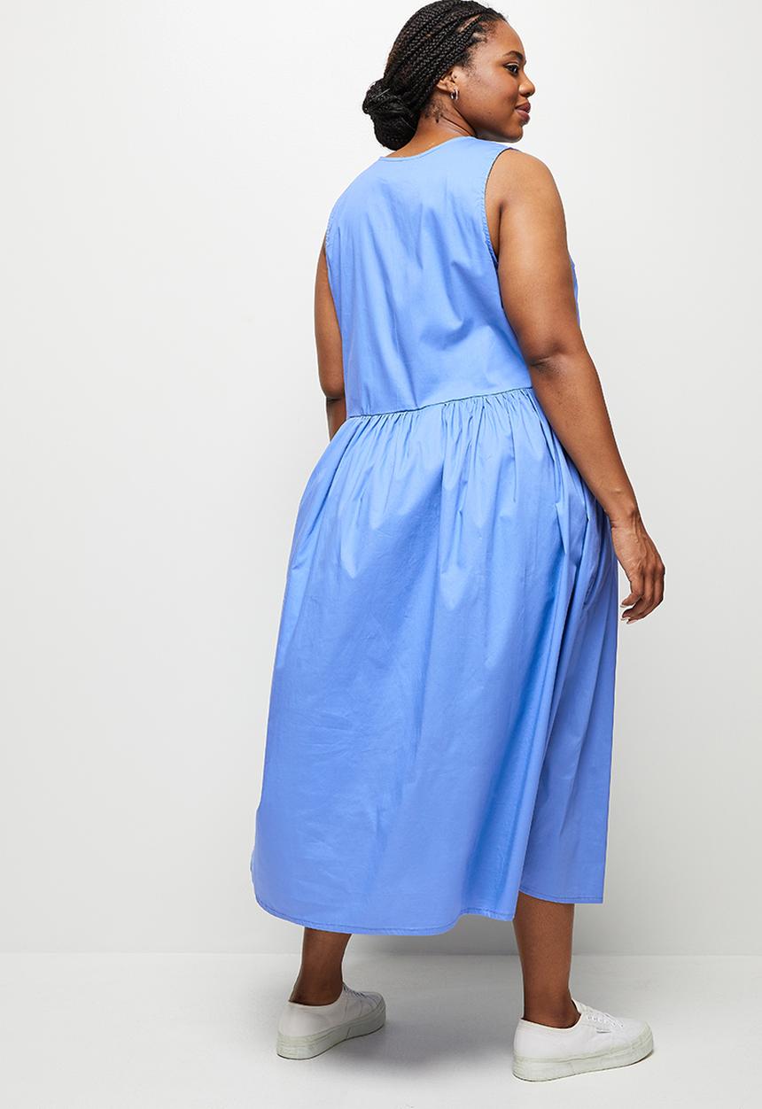 edit Plus - A-line poplin dress - blue