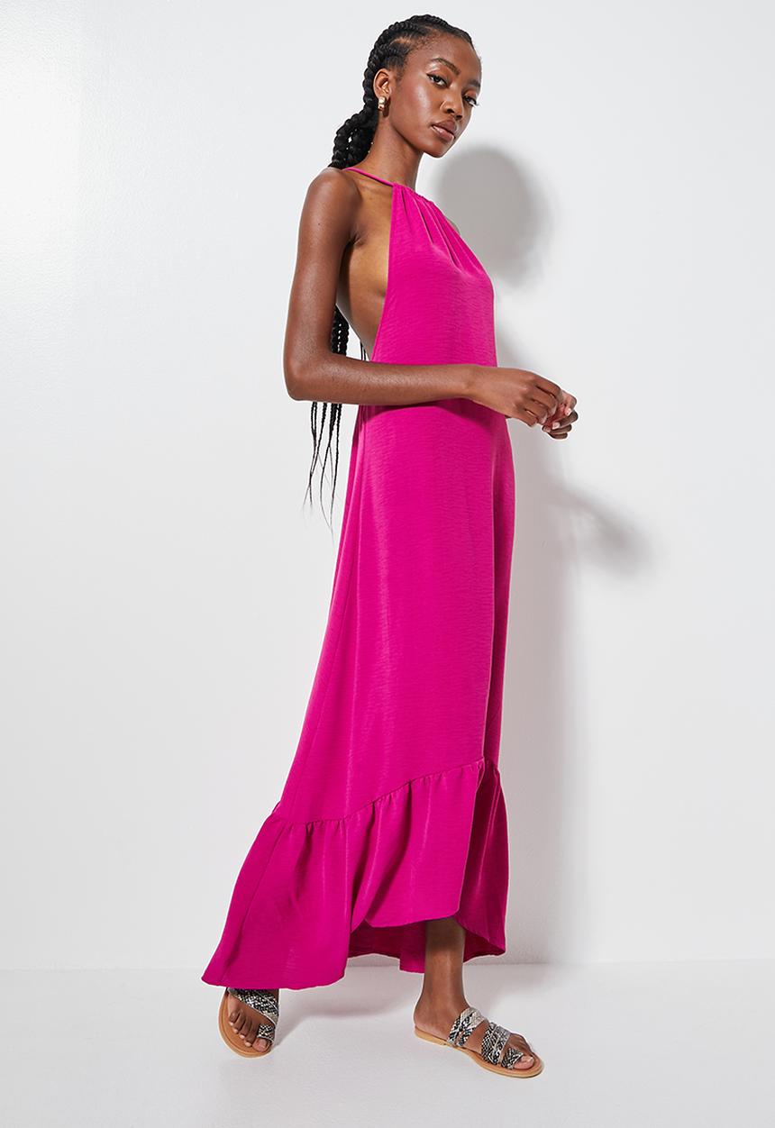 Superbalist - Strappy hi lo dress with back detail - magenta