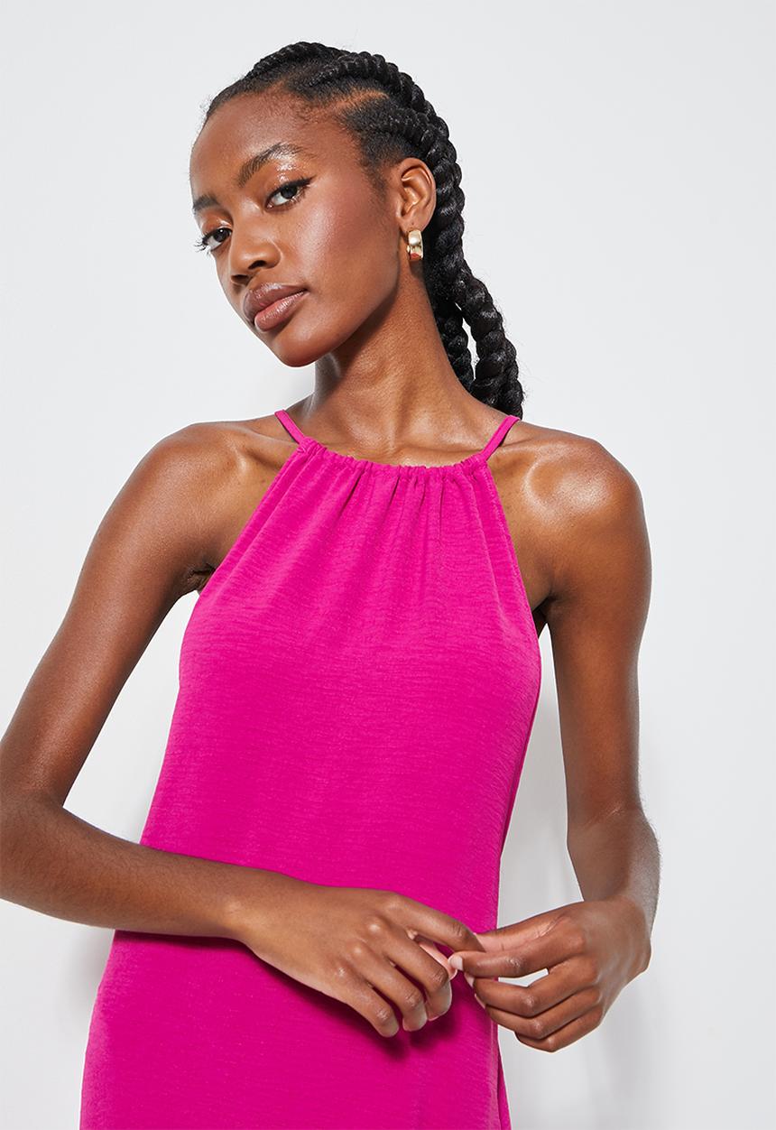 Superbalist - Strappy hi lo dress with back detail - magenta