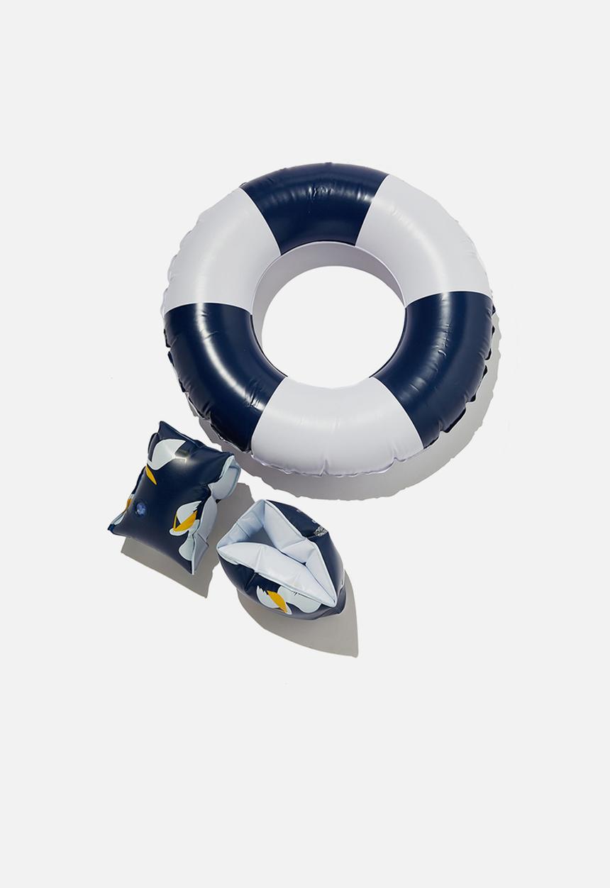 Cotton On - Inflatable swim ring & armbands - indigo pelican white stripe
