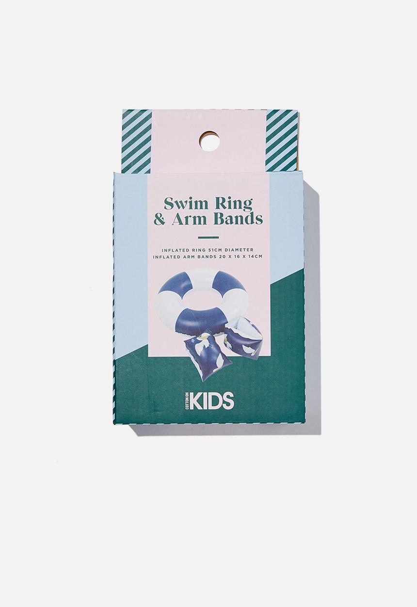 Cotton On - Inflatable swim ring & armbands - indigo pelican white stripe