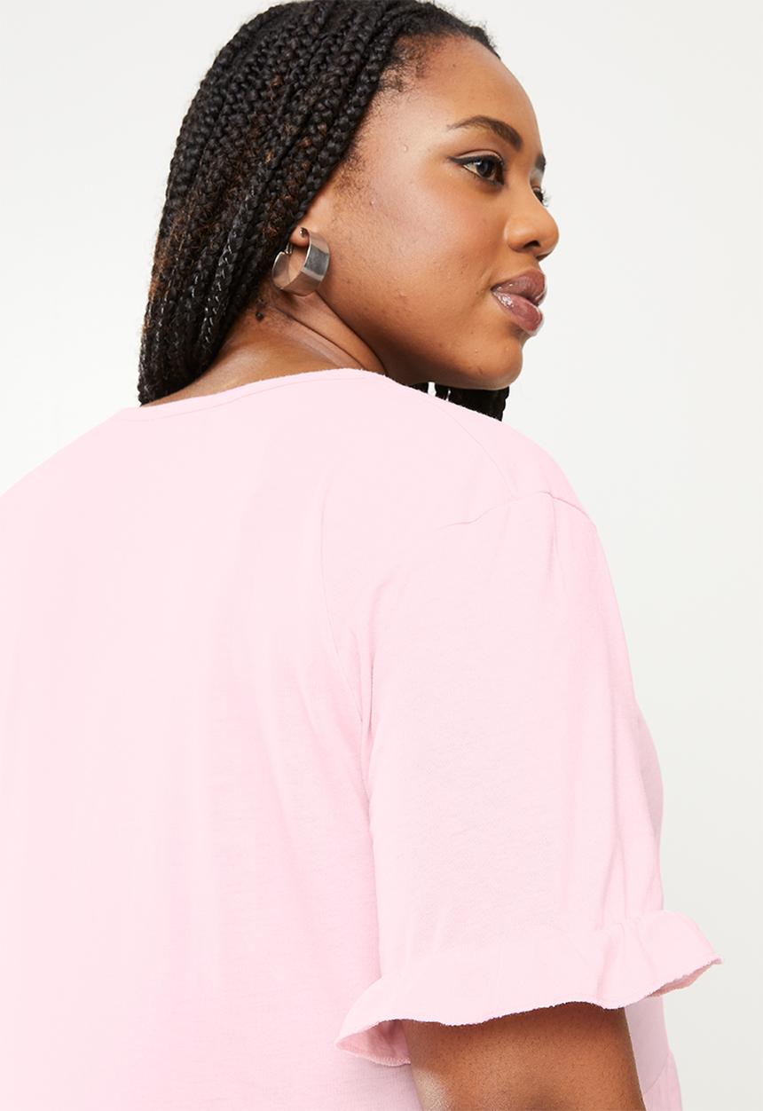Missguided - Plus frill sleeve tiered smock dress  - pink 