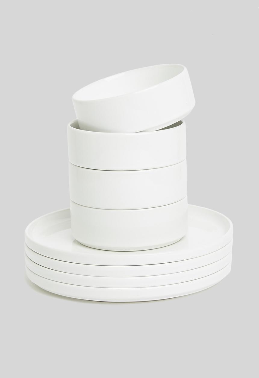 Omada - Flat stackable dinner plate - white