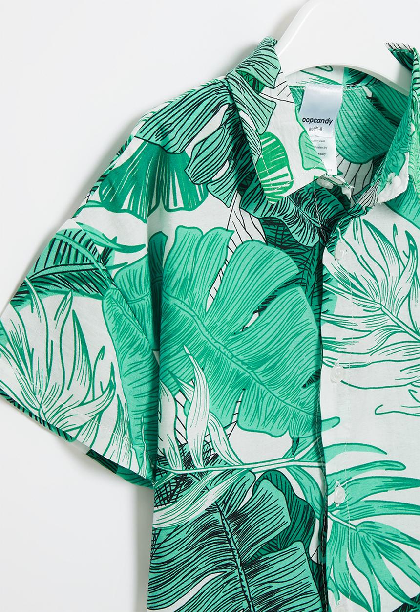 Pop Candy - Boys short sleeve printed shirt - green & white