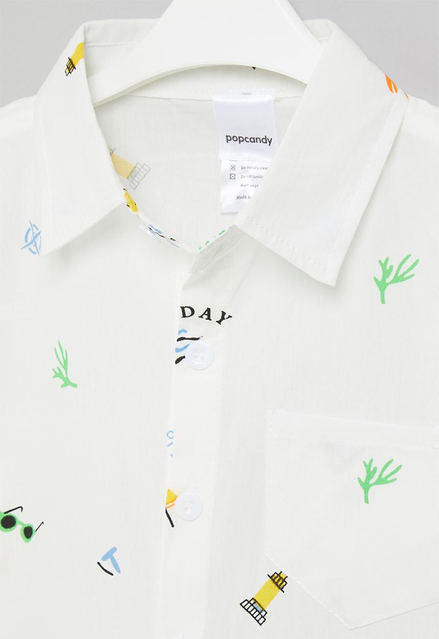 Pop Candy - Boys short sleeve printed shirt - white