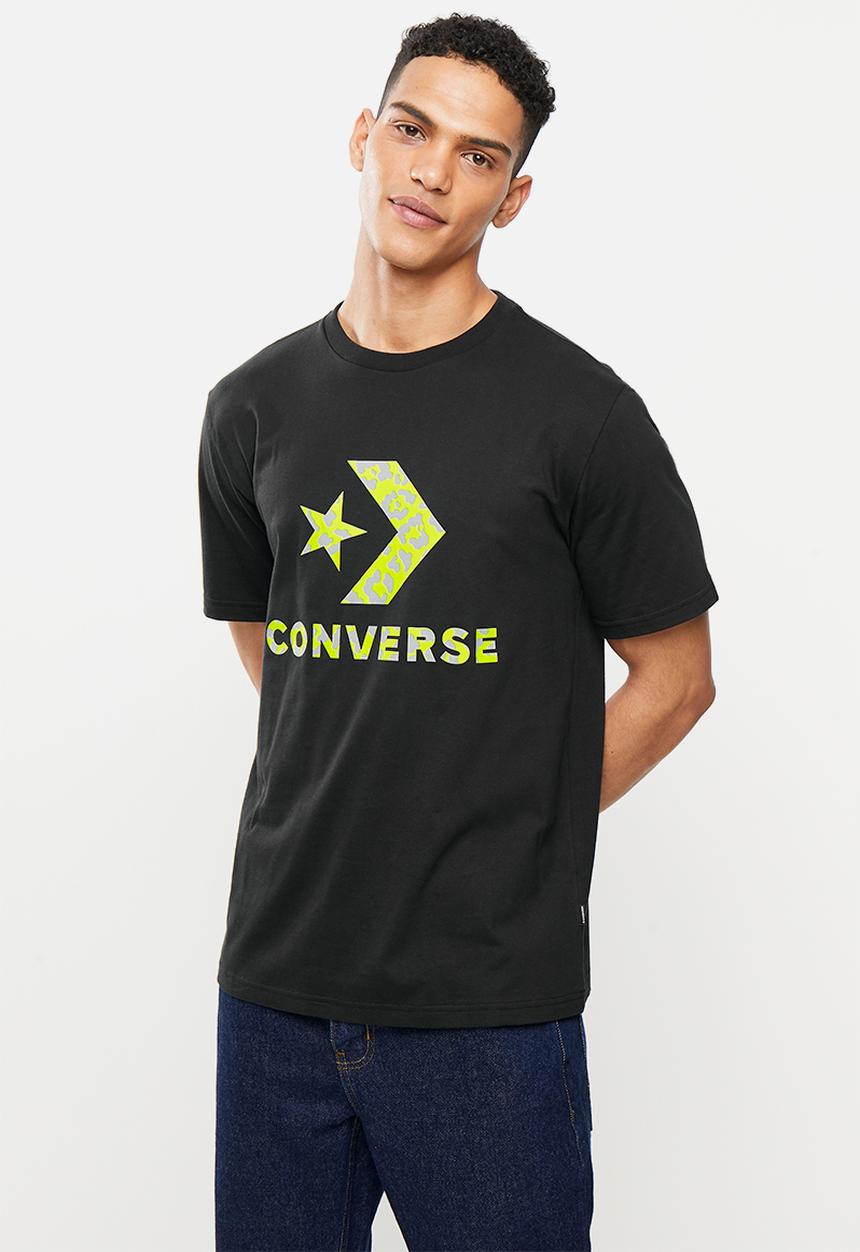 Converse - Reflective cheetah infill star chevron tee - black