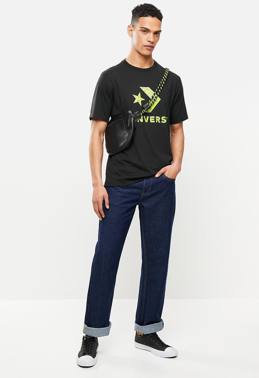Converse - Reflective cheetah infill star chevron tee - black