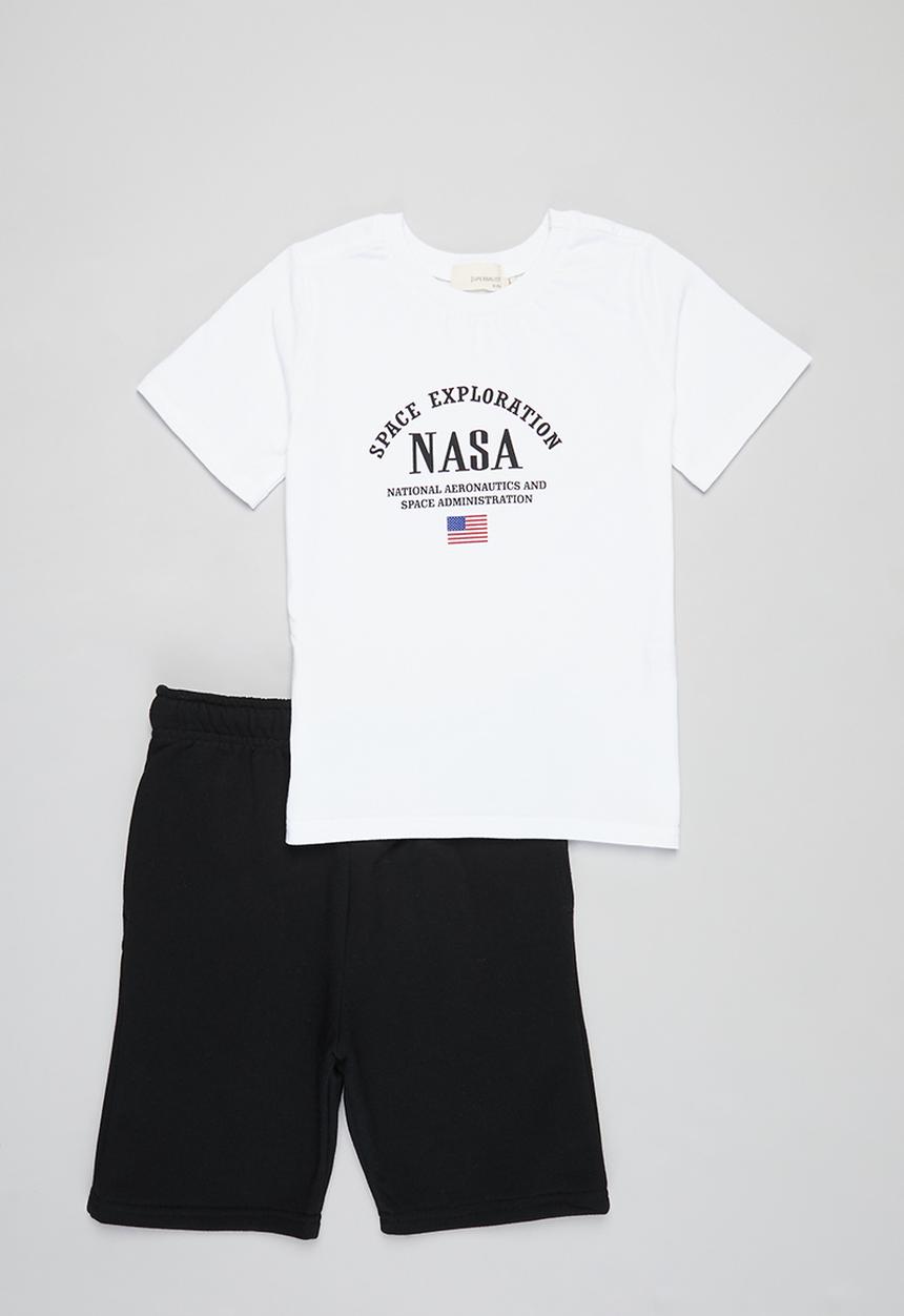Superbalist Kids - Boys nasa tee & shorts set - white & black