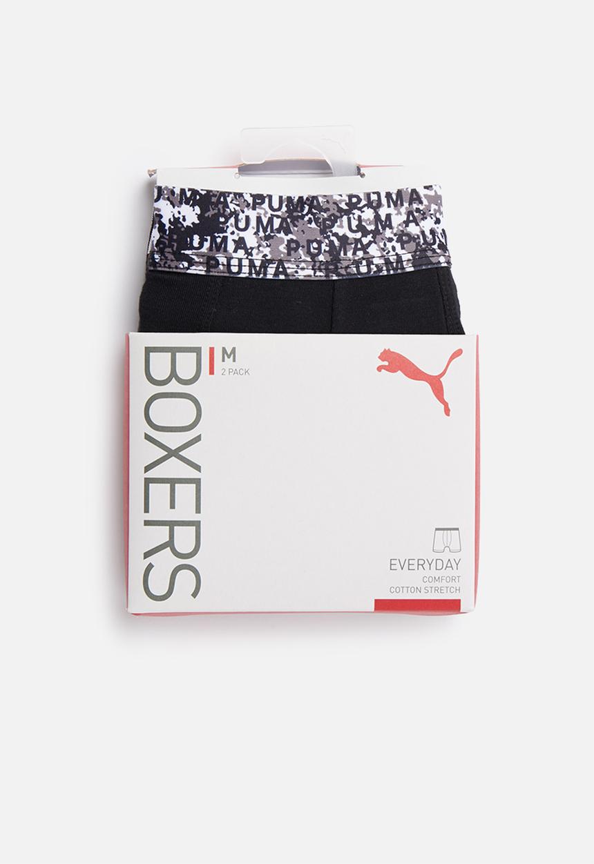 PUMA - Puma men printed elastic boxer 2p - black & charcoal 