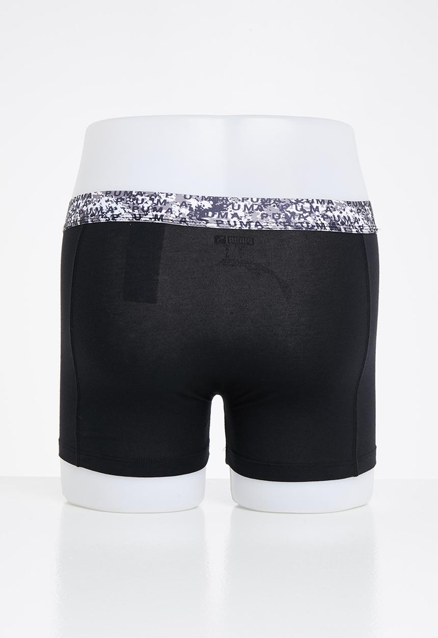 PUMA - Puma men printed elastic boxer 2p - black & charcoal 