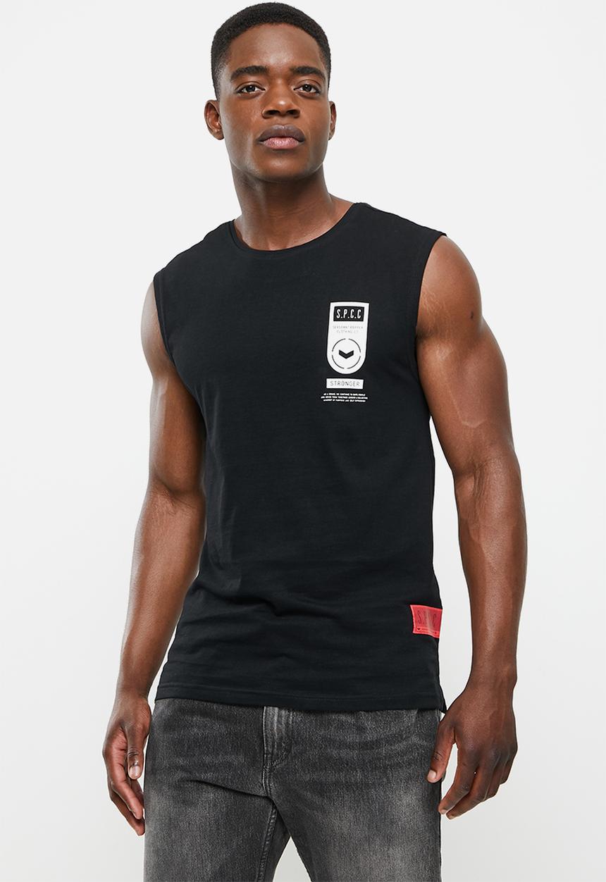 S.P.C.C - Luna regular fit straight hem, sleeveless tee - black