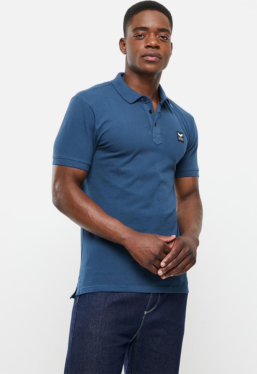 S.P.C.C - Cayenne slimline fit side slit straight hem polo - sodalite blue