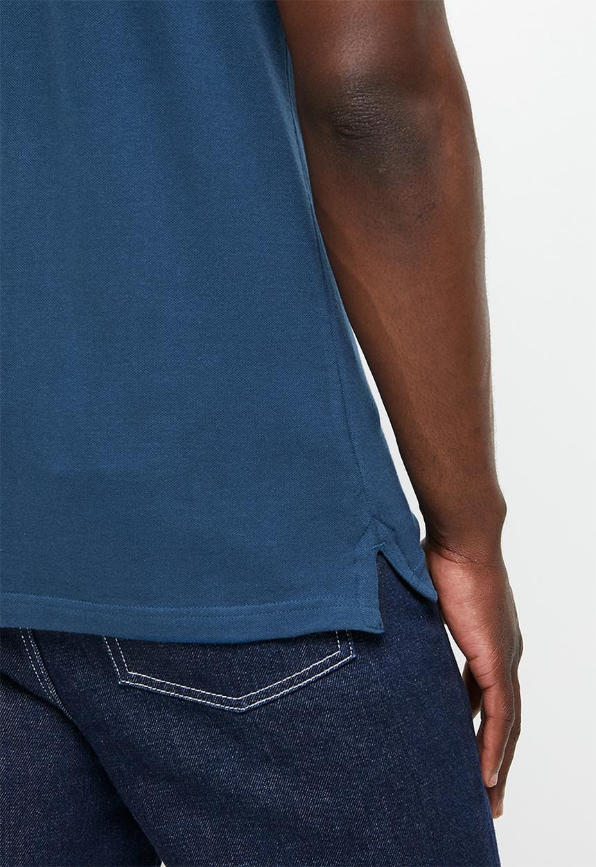 S.P.C.C - Cayenne slimline fit side slit straight hem polo - sodalite blue