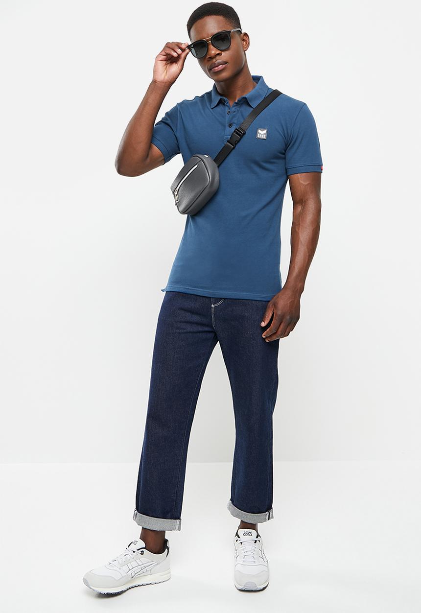 S.P.C.C - Cayenne slimline fit side slit straight hem polo - sodalite blue