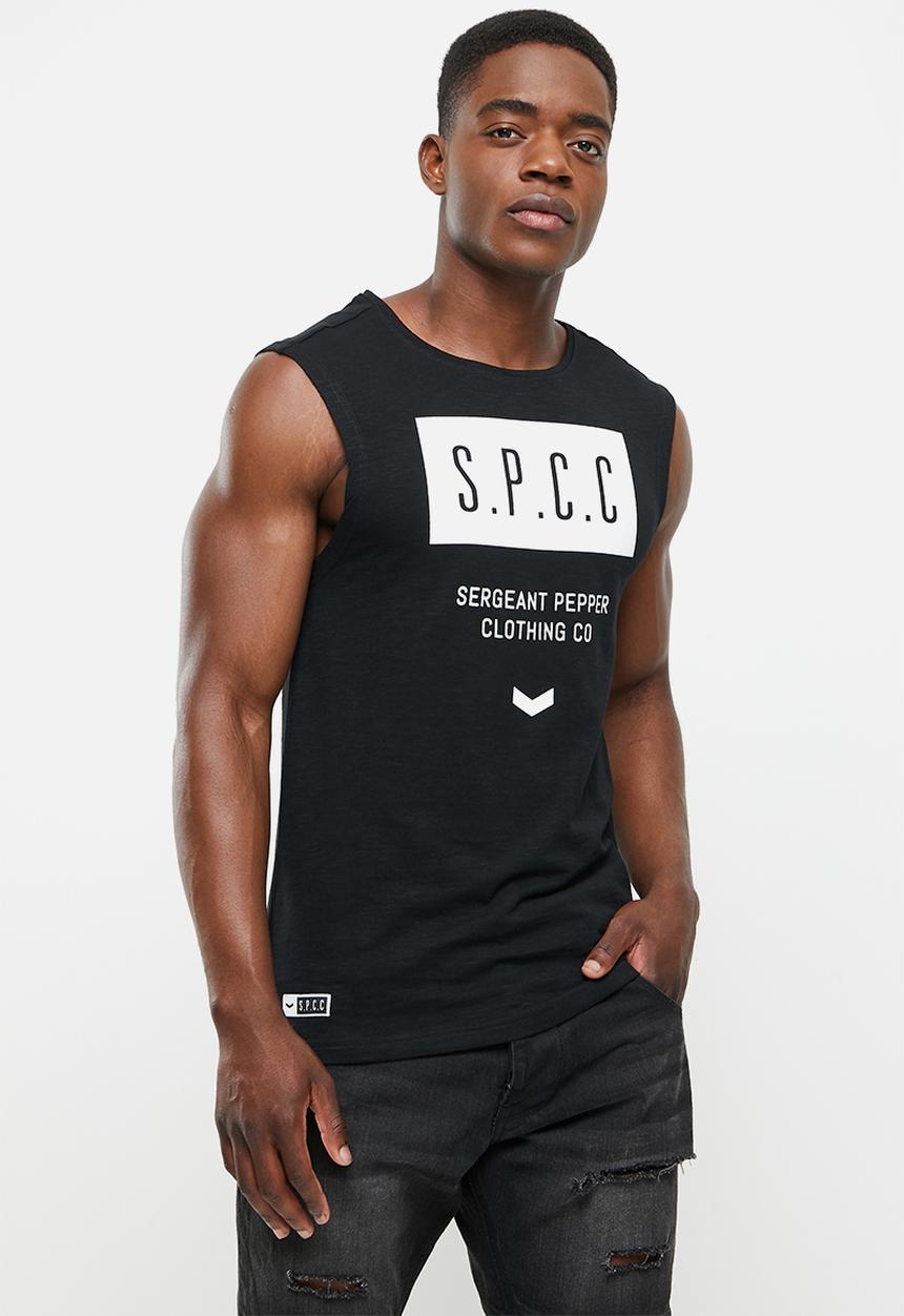 S.P.C.C - Tabari regular fit straight hem, sleeveless tee - black
