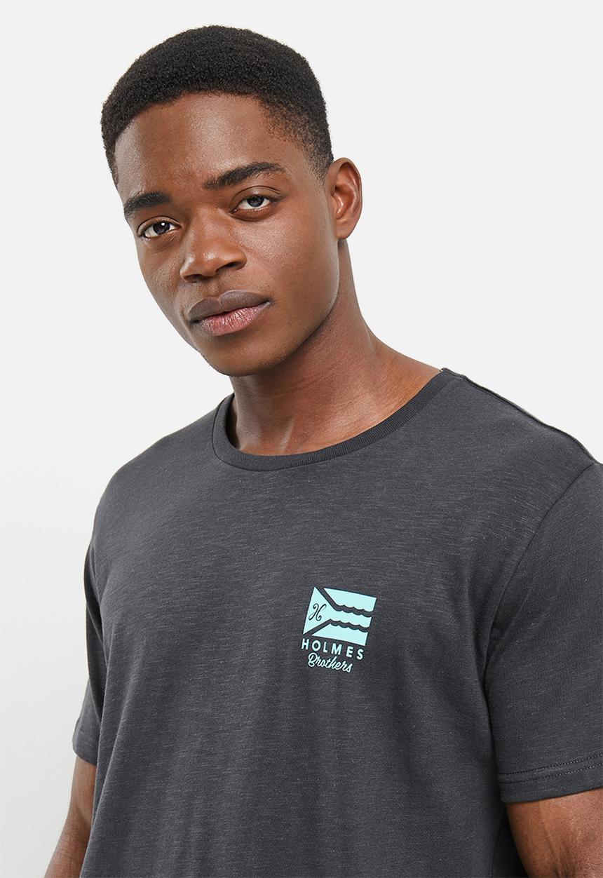 Holmes Bro's - Beach flag basic short sleeve tee - charcoal 