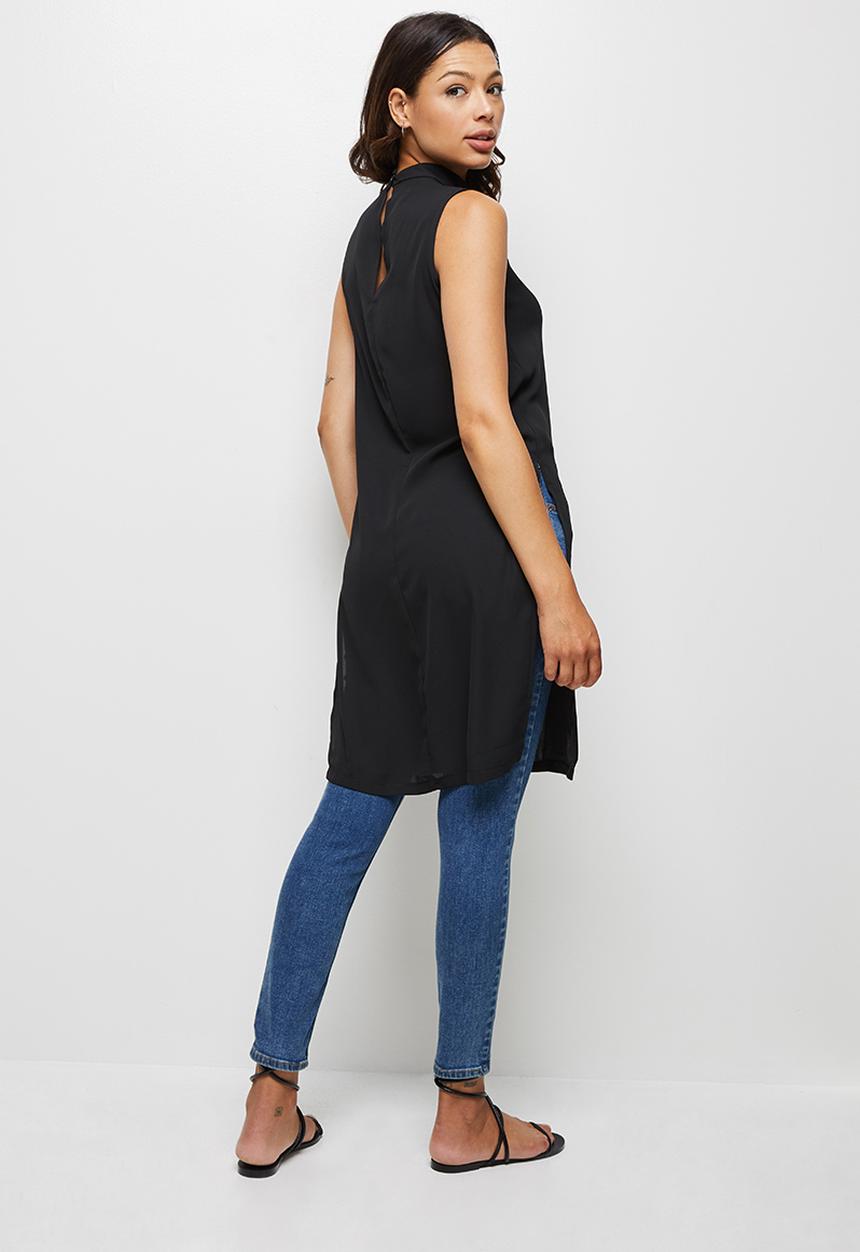 edit - Longline slit detail shell - black