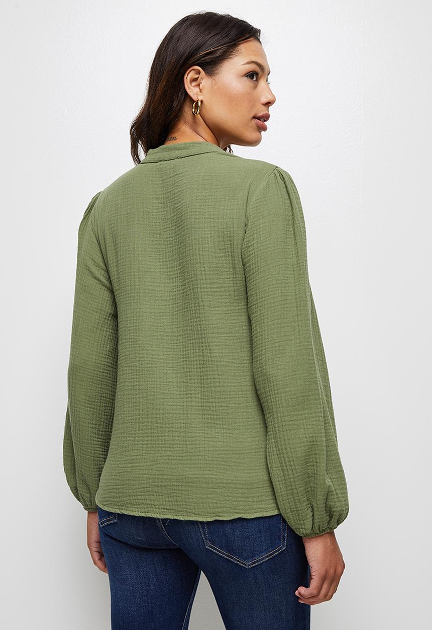 edit - Double cloth balloon slv blouse - fatigue