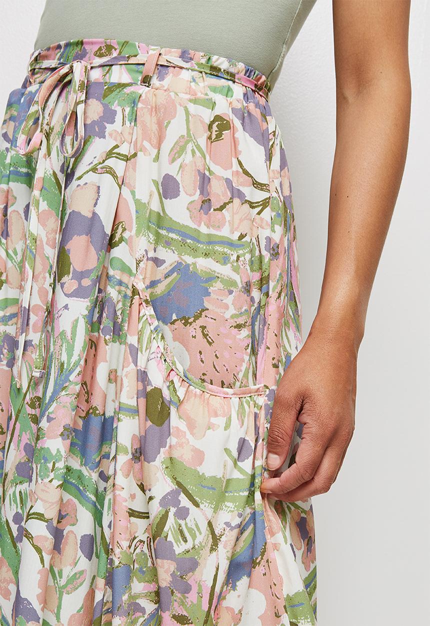 MILLA - Circle midi skirt with pockets - multi
