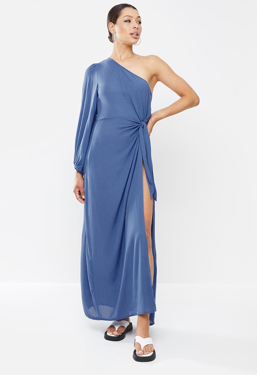Missguided - Cheesecloth one shoulder maxi dress - navy