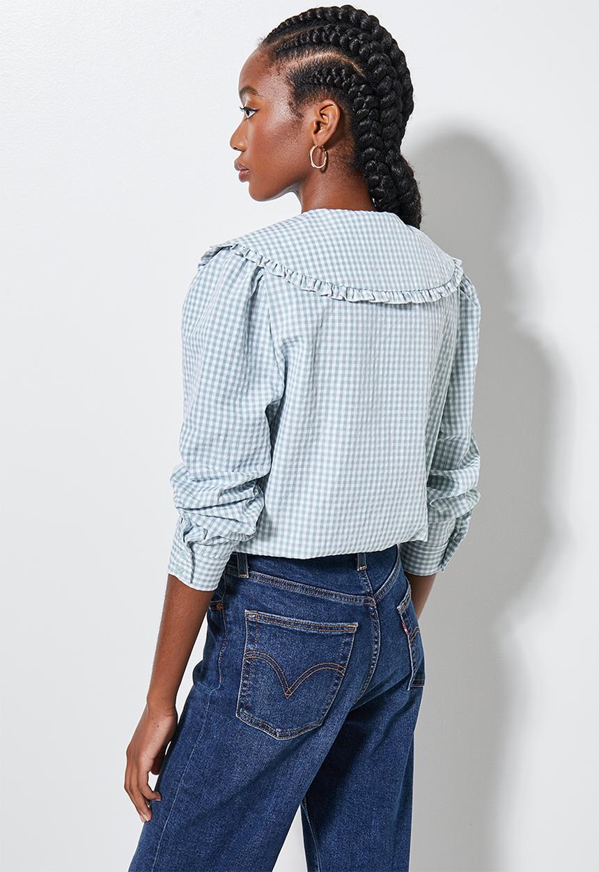 Superbalist - Peterpan collar blouse - sage gingham