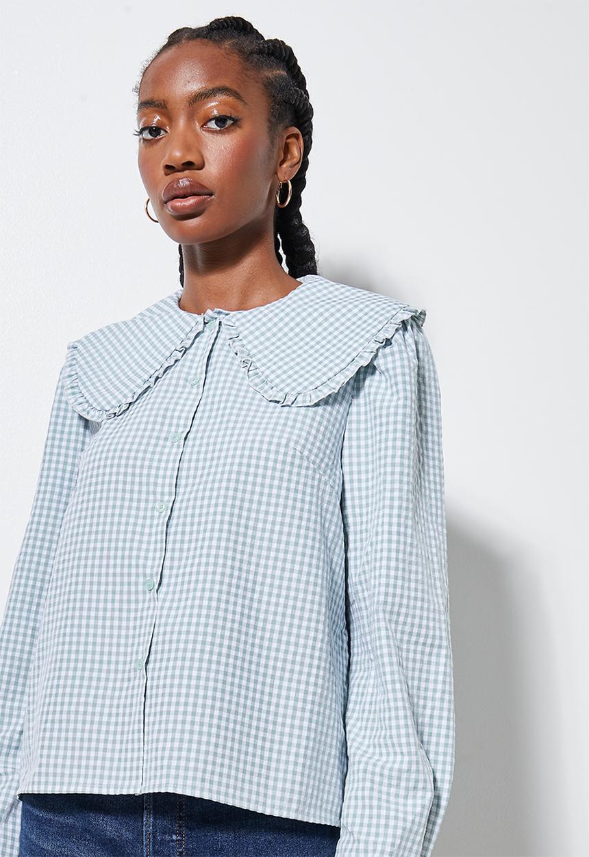 Superbalist - Peterpan collar blouse - sage gingham