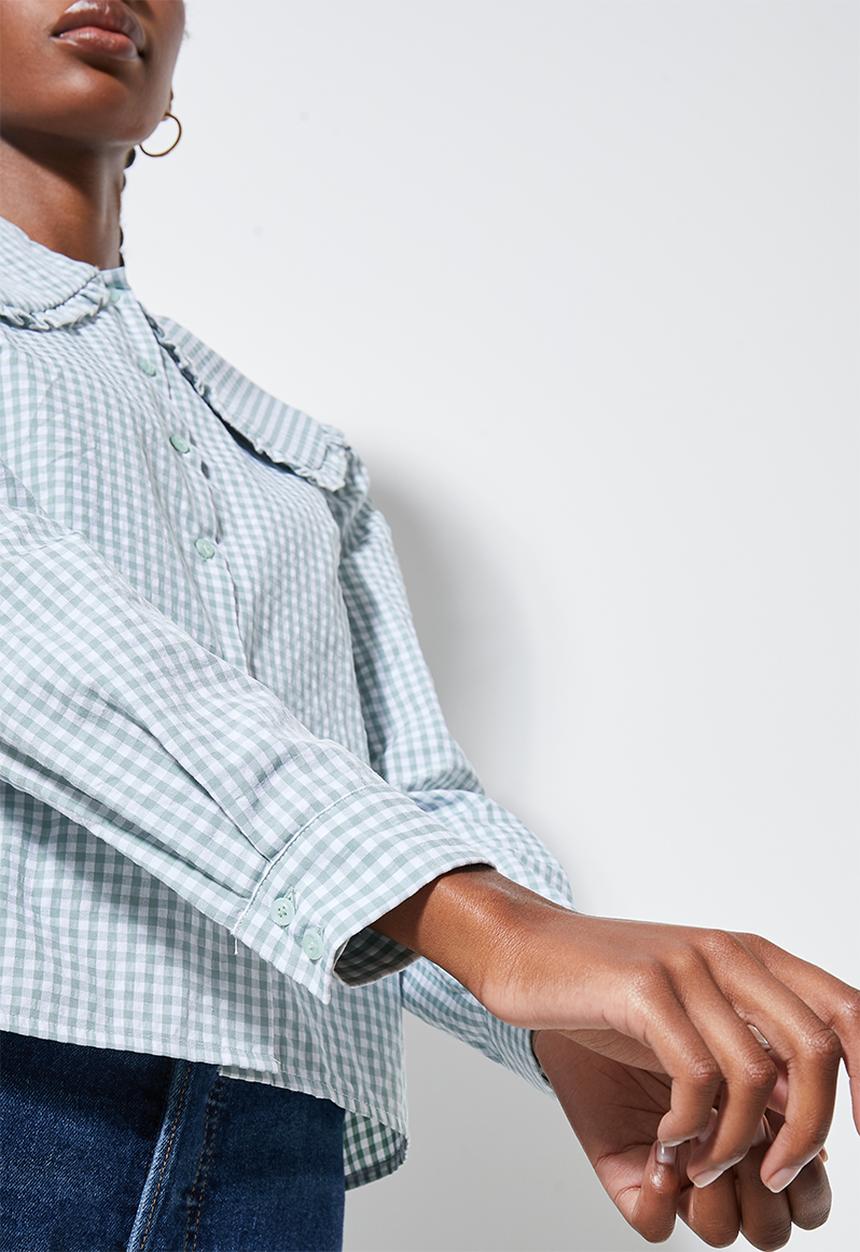 Superbalist - Peterpan collar blouse - sage gingham