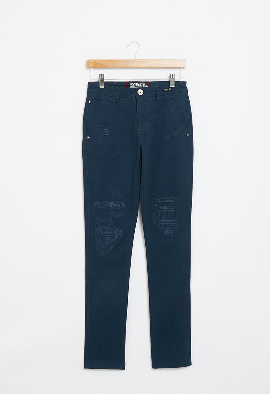 SOVIET - B morata fashion chino with rips - navy