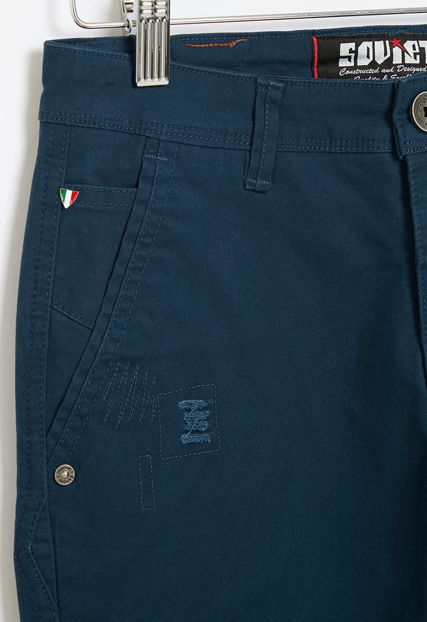 SOVIET - B morata fashion chino with rips - navy