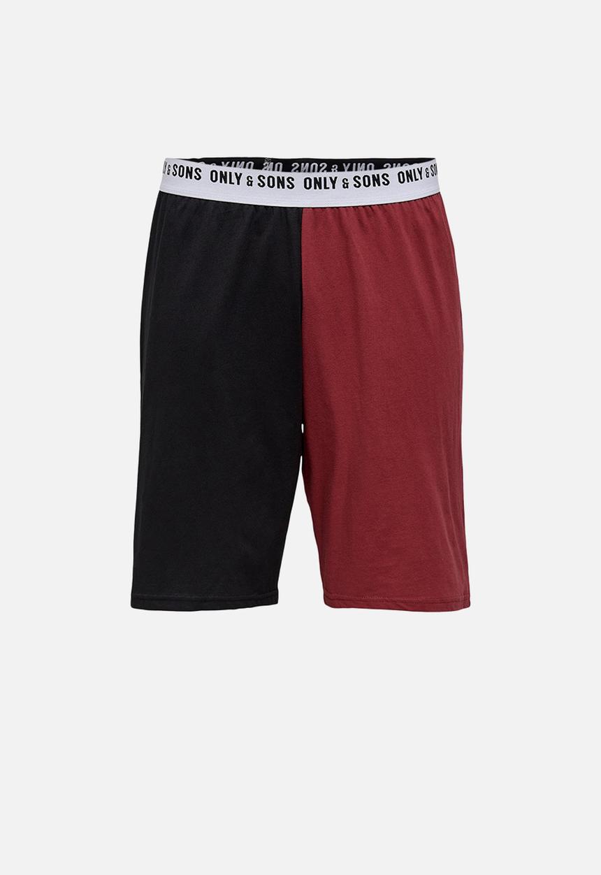 Only & Sons - Onsanton lounge block shorts - black & red