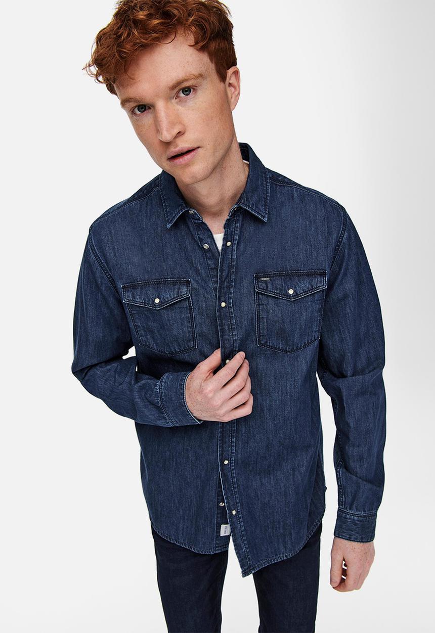 Only & Sons - Matter denim shirt - blue