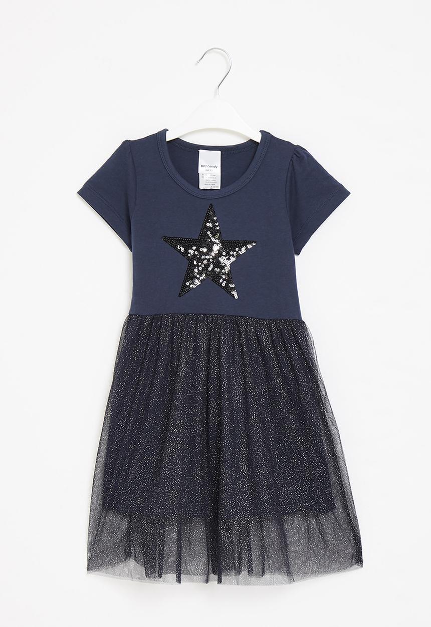 Pop Candy - Girls star dress - navy