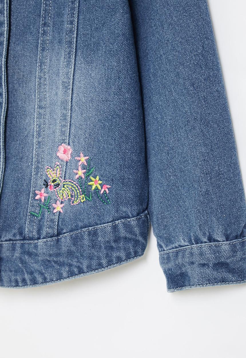 Pop Candy - Girls denim jacket with flowers - blue