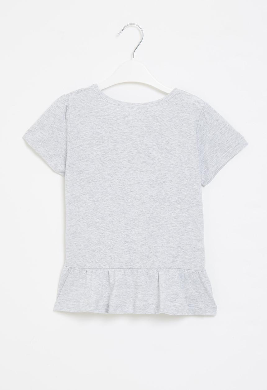 Pop Candy - Girls kitty ruffle tee - grey