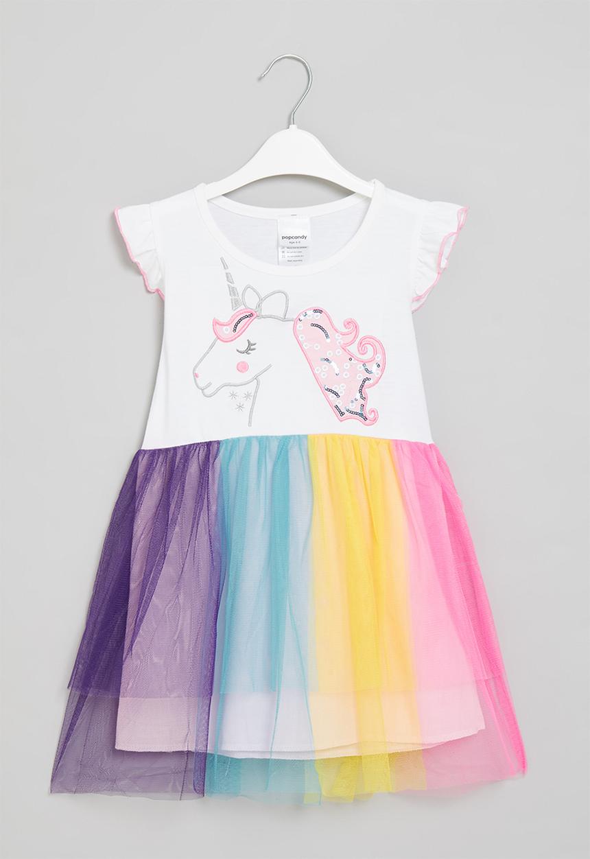 Pop Candy - Girls unicorn dress with mesh - multi