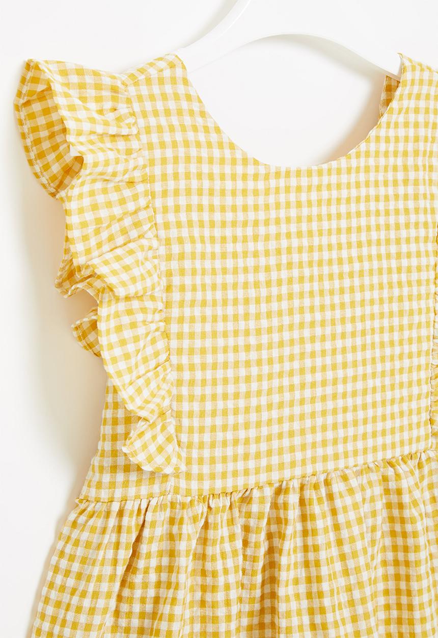 Pop Candy - Girls check dress - yellow & white
