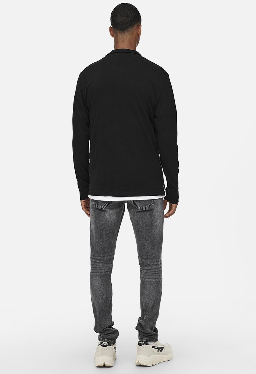 Only & Sons - Volker reg pocket quarter zip tee - black