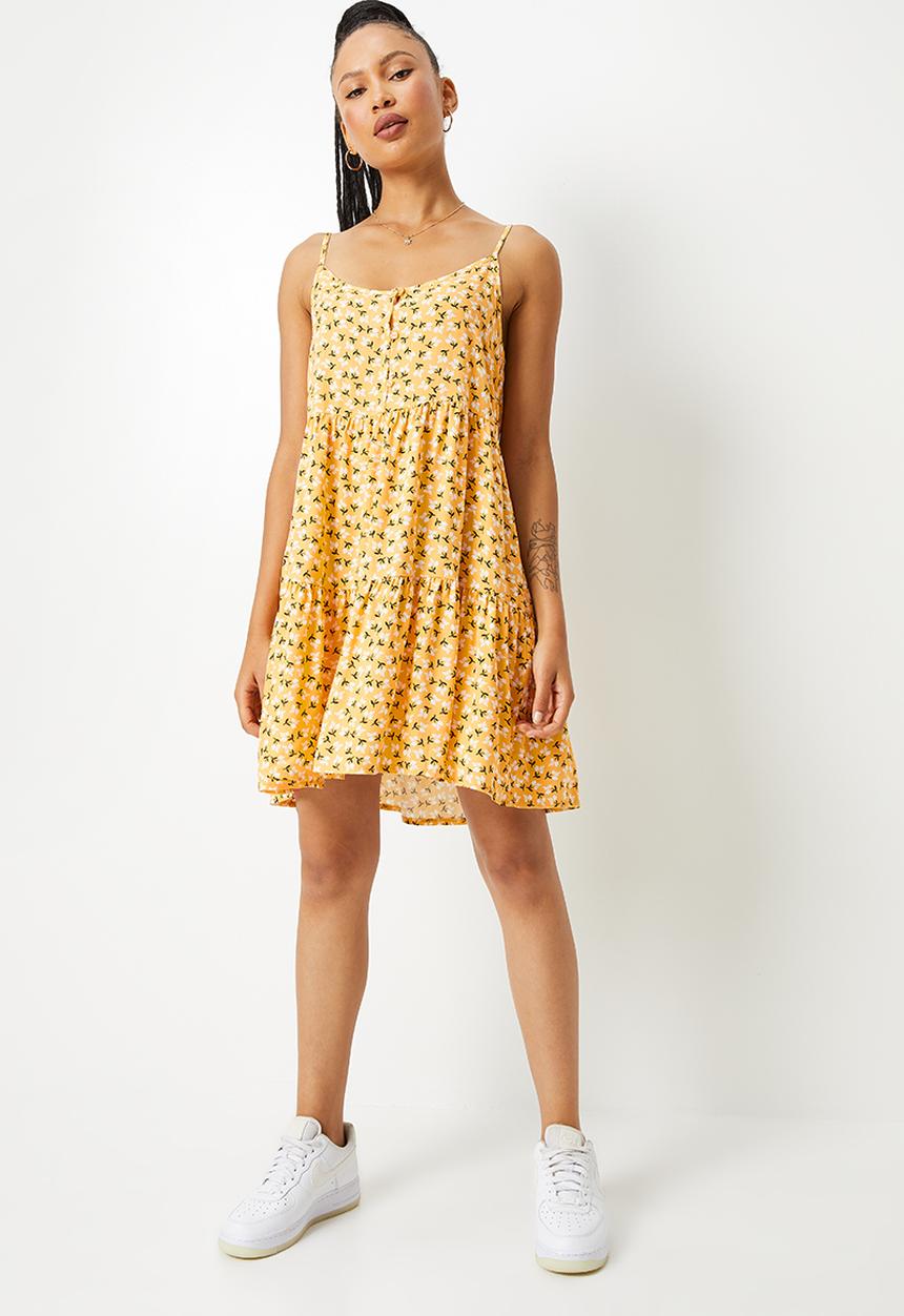 Blake - Tiered cami mini dress - mustard