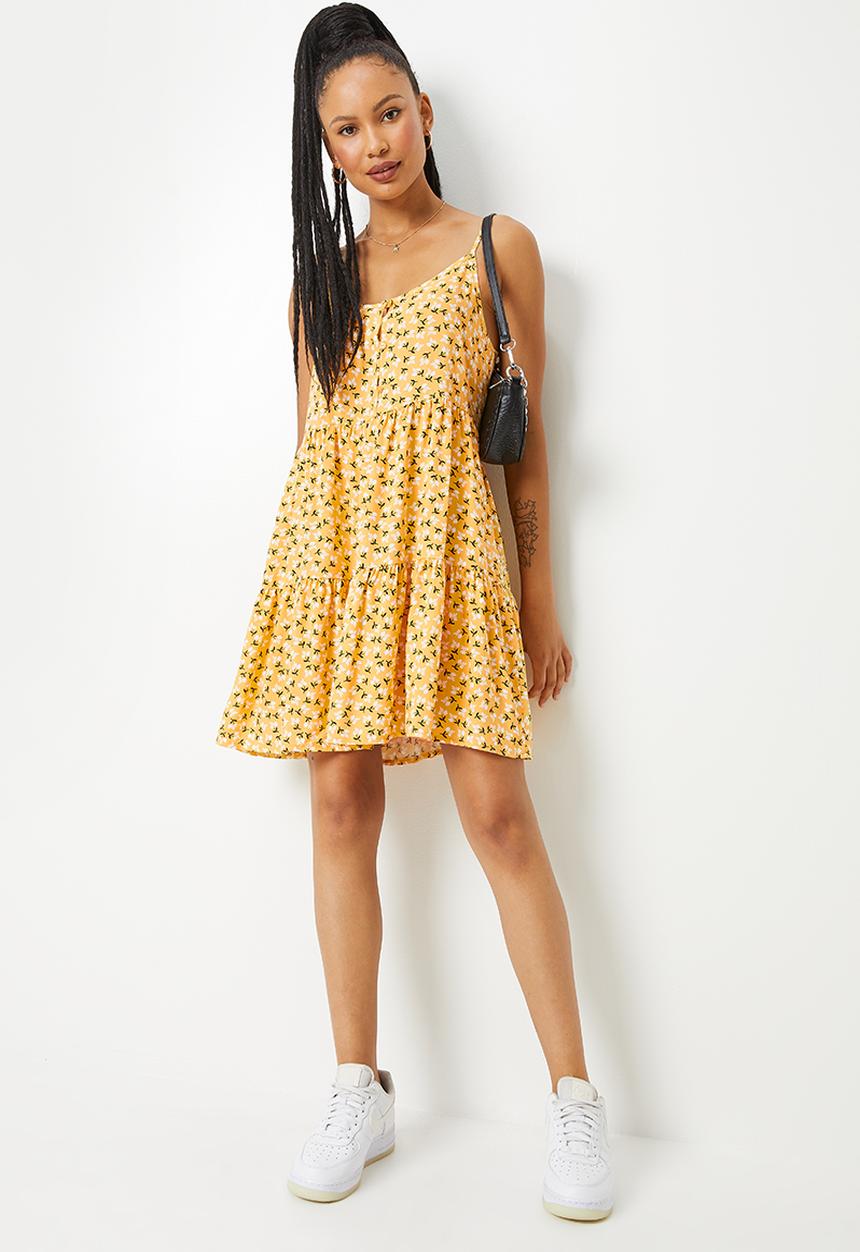 Blake - Tiered cami mini dress - mustard