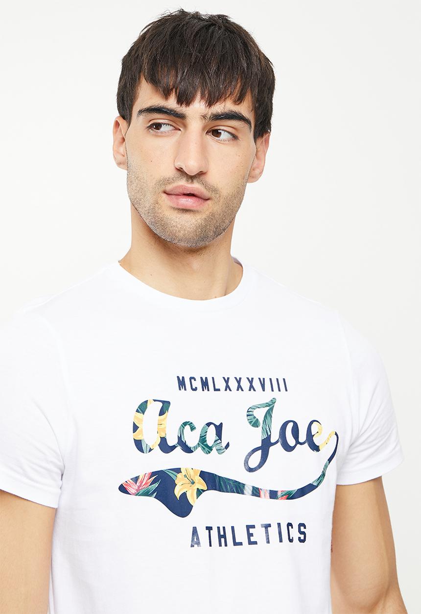 Aca Joe - Floral logo printed tee - white