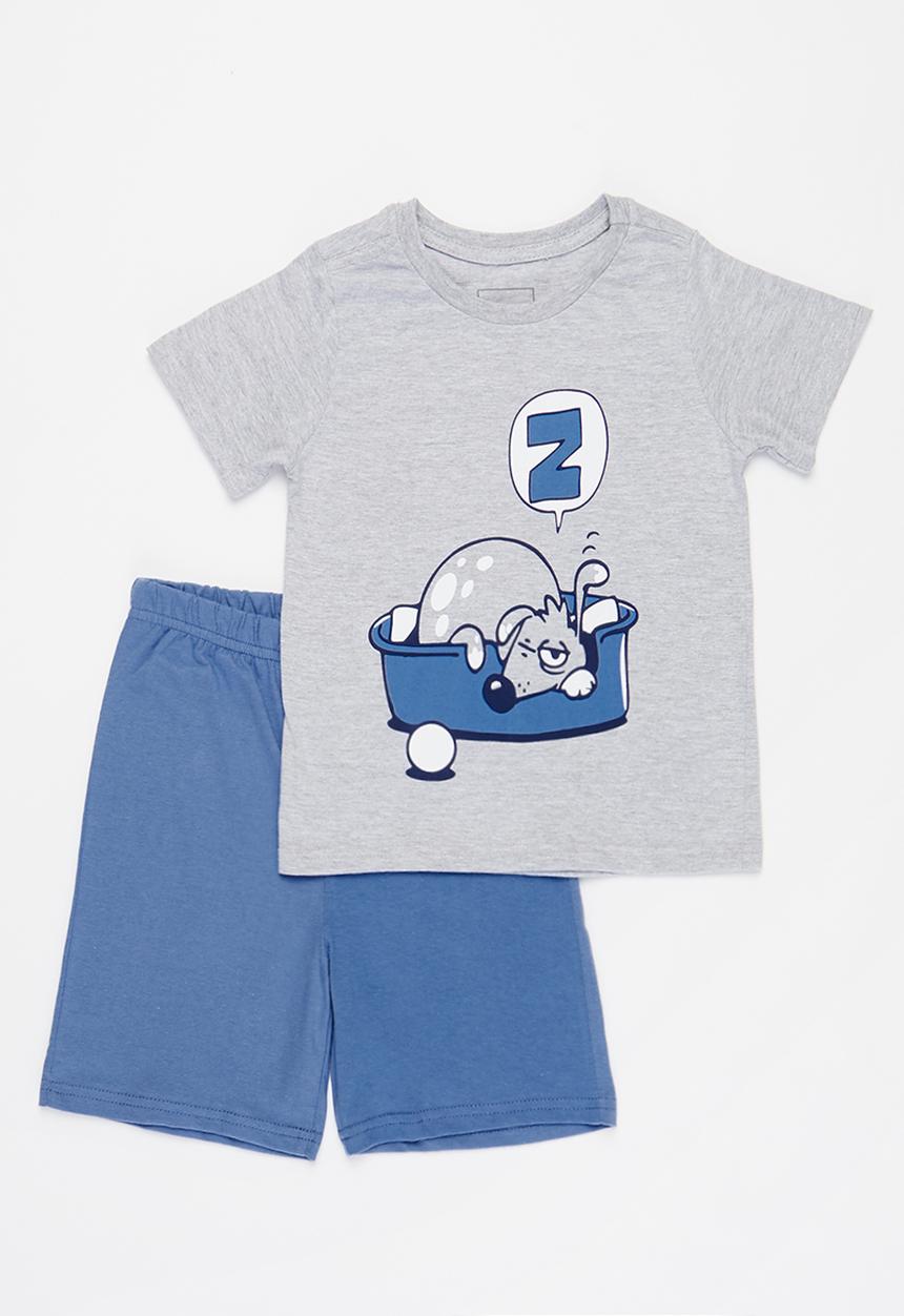 Pop Candy - Boys tee & shorts pj set - grey