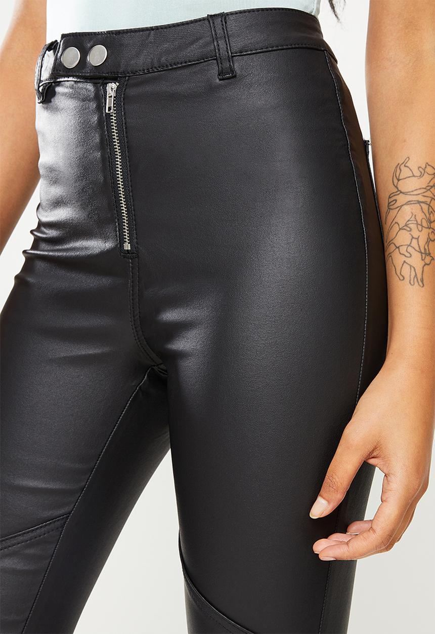 Missguided - Vice double popper coated biker jeans - black