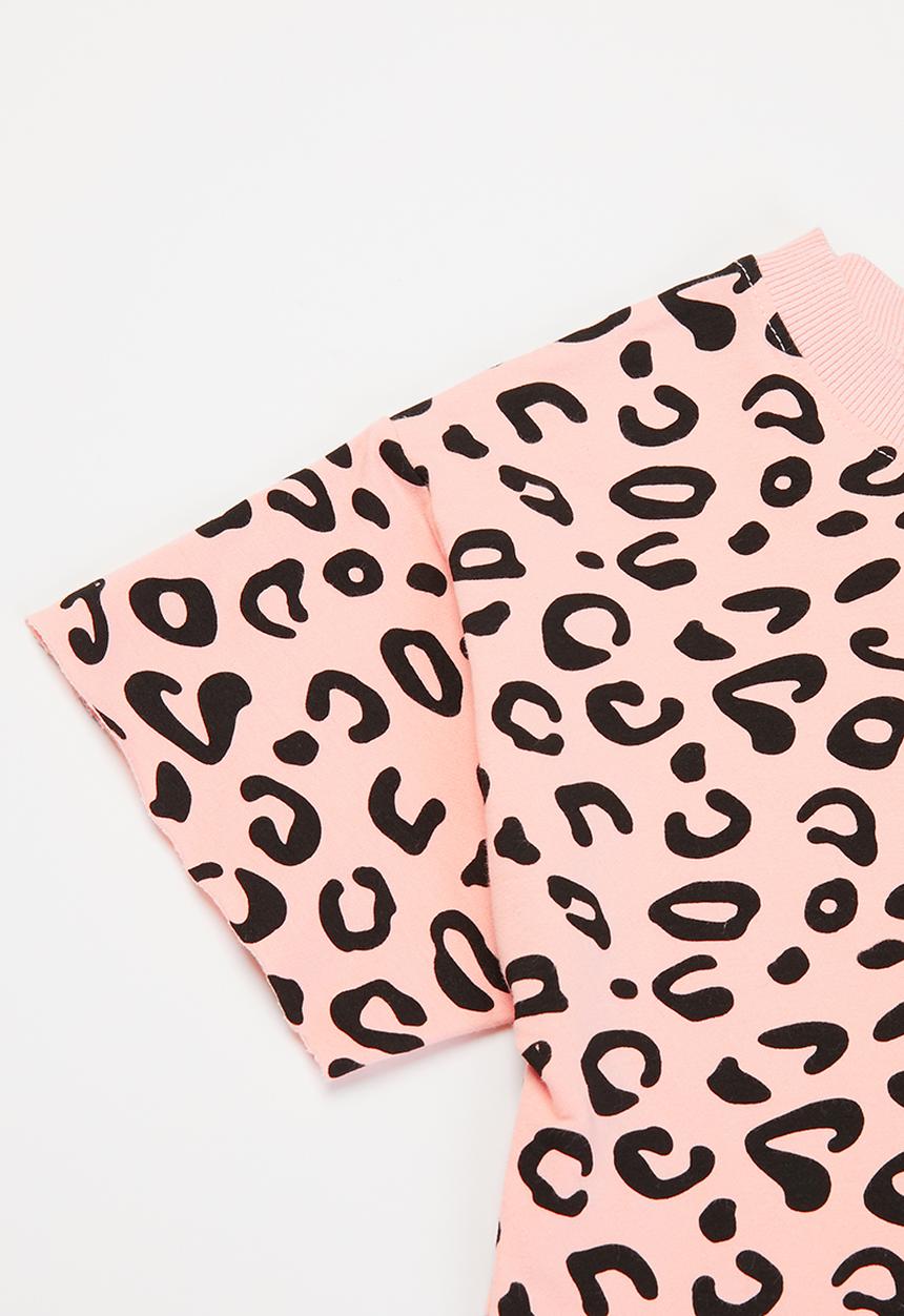 Pop Candy - Girls animal print top & shorts set - pink & black