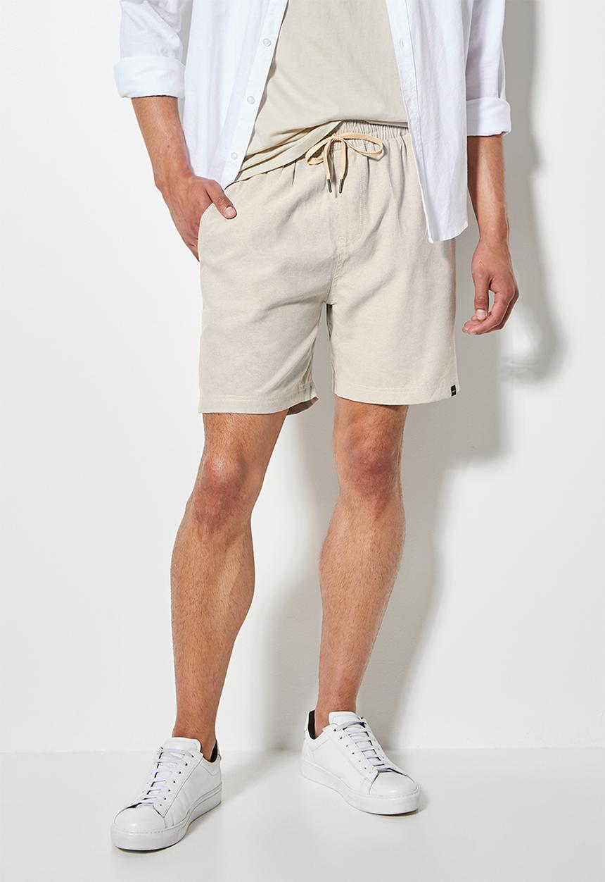 Superbalist - Deco chambray elasticated short - stone