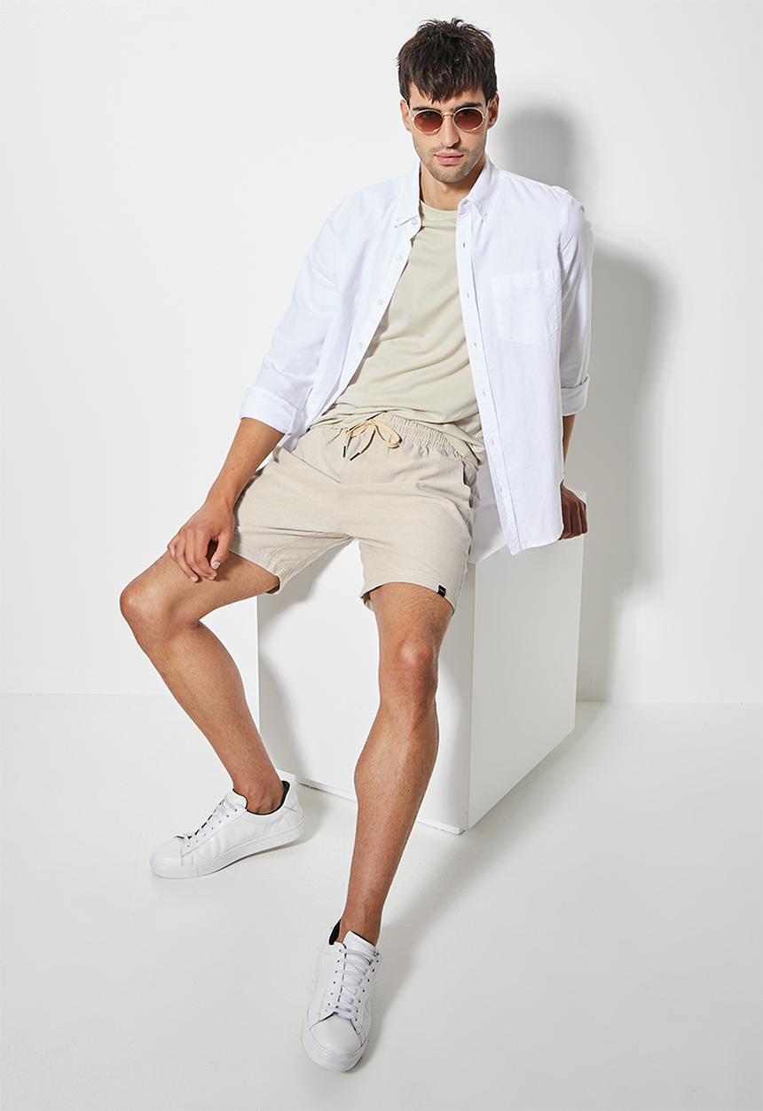 Superbalist - Deco chambray elasticated short - stone